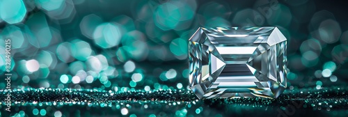 Luxurious Emerald Cut Diamond on Velvet Background Generative AI