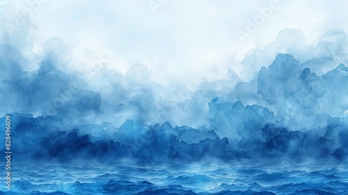 Text or image can be placed on a light blue watercolor background