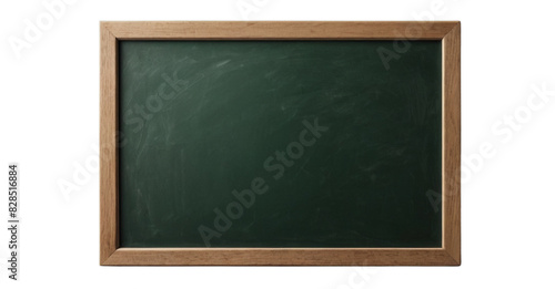 empty green chalkboard with wooden frame. blank blackboard png isolated on transparent background