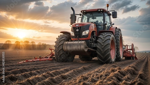 tractor plows and prepares agricultural land for next year