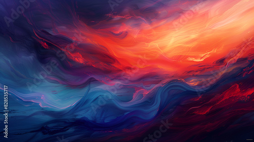 Land of Awakening. Escape to Reality series. Arrangement of surreal sunset sunrise colors and textures on theme of landscape painting,
