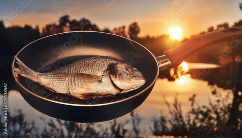 A frying fish in pan 