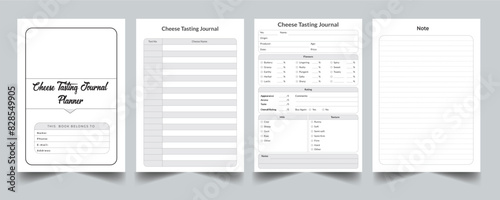 Editable Cheese Tasting Journal Planner kdp Interior printable template design.