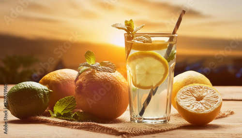 napój orzeźwiający ze świeży owoców cytrusowych