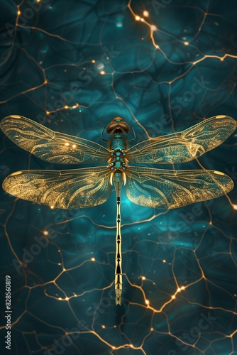 beautiful golden dragonfly