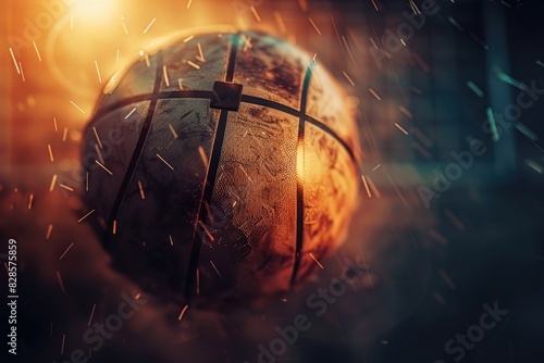 A basketball ball with a cross symbol on it. Can be used for religious or sports concepts