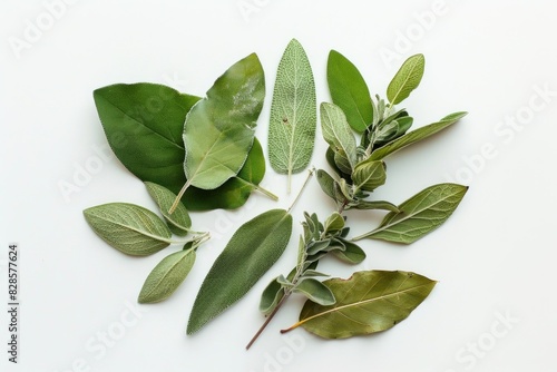 Fresh herbs on a white background top view flat lay concept for culinary and healthy lifestyle