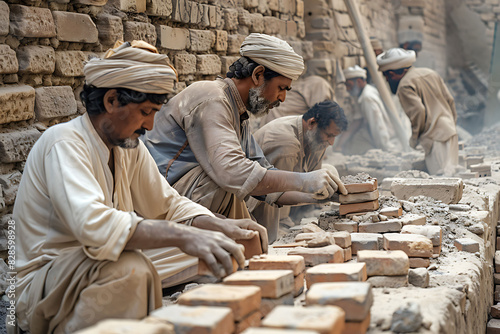 Prompt Indus civilisation builders working a brick kiln