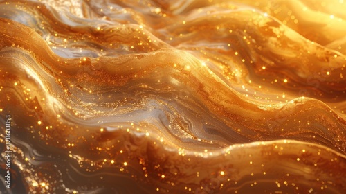 This is a highly detailed image of a fluid and dynamic abstract golden texture, which looks like liquid gold