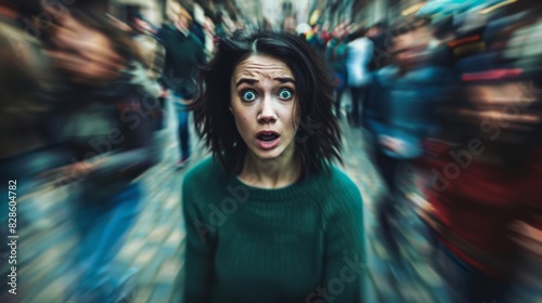 The shocked woman in crowd