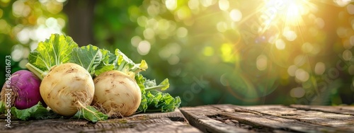 close up of rutabaga in the garden. selective focus