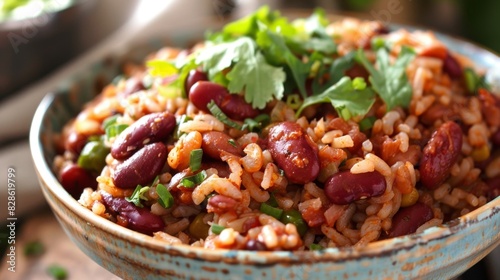 Hearty Bean and Rice Skillet Meal. Easy Red Beans and Rice