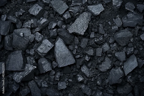Abstract Black Coal Texture Close-up Industrial Background