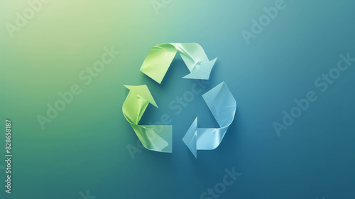 Discover the symbolic significance of a recycling logo against a tranquil light blue-green gradient background, evoking thoughts of conservation and renewable practices. AI generative .