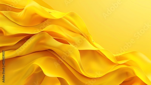 3D rendering of yellow flowing cloth. Abstract background with soft folds.