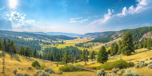 Yellowstone National Park in Wyoming USA skyline panoramic view