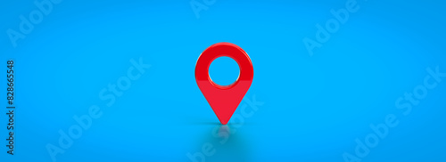 Red path marker, pins on the map. 3d rendering on the topic of travel, flights, tours, travel company, navigation, route. Blue background.