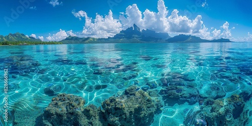 Bora Bora in French Polynesia skyline panoramic view