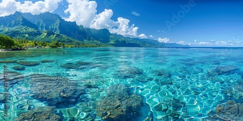 Moorea in French Polynesia skyline panoramic view