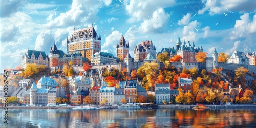 Old Quebec in Quebec City Canada skyline panoramic view