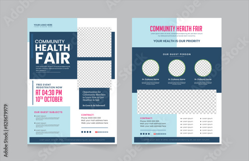 Community health Fair double-sided flyer design. Perfect for any poster, web banner or social media post. instagram stories collection template design. EPS vector illustration.