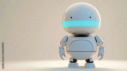 Petit robot humanoïde blanc avec bande lumineuse bleue