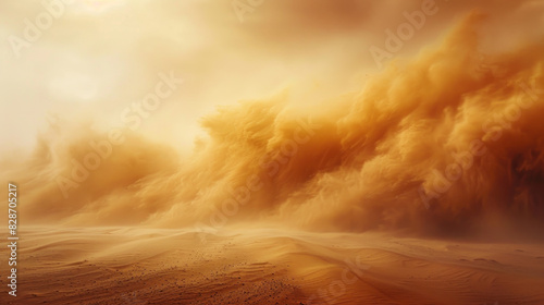 Huge sand or dust storm over farmland, erosion concept
