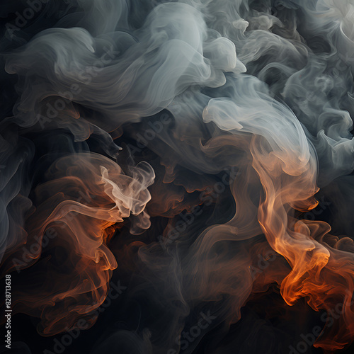 Abstract black and white patterns resembling smoke.