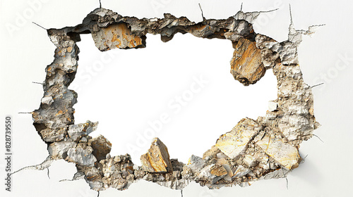 Hole breaking through wooden wall, cut out