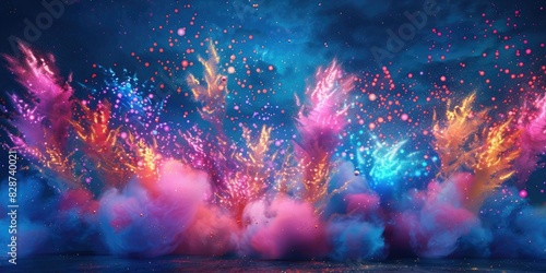 Playful bursts of neon hues exploding against a midnight sky, painting a vibrant and festive abstract celebration texture background that ignites the imagination.