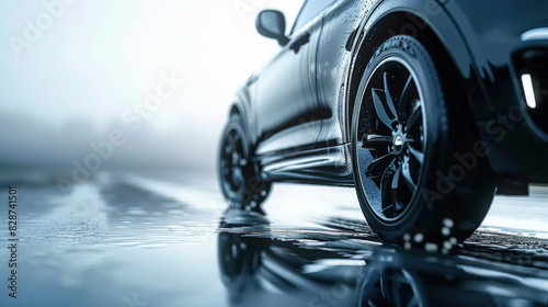 closeup view of luxurious car wheels