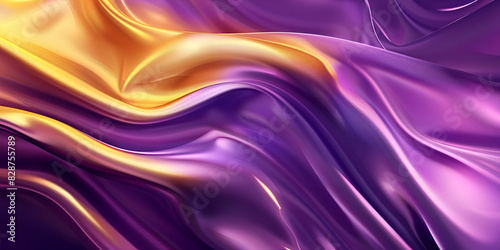 a wave of golden and purple liquid cloth wave forms a beautiful curve that stretches across the entire image liquid cloth appears to be in motion, giving the impression of a wave.