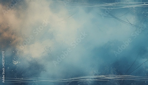 vintage grunge background featuring scratches grit and grain effects and borders blue grey lines and borders