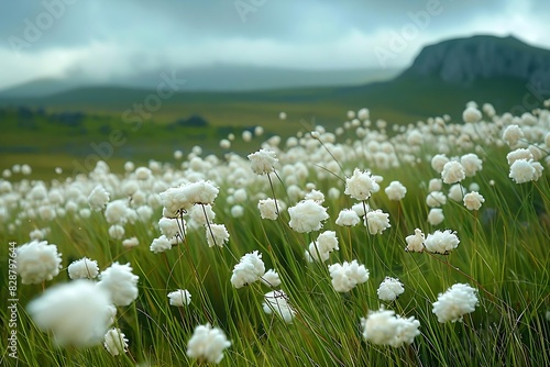 an endless sea of cotton wool plants in full bloom, which has no end and can be seen from afar