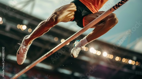 Dynamic Pole Vaulting Action in Stadium Highlighting Athleticism and Precision