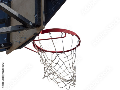 Red basketball hoop isolated on white background