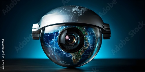 Privacy concerns in a hyperconnected world due to technology and surveillance society. Concept Privacy Concerns, Hyperconnected World, Technology Impact, Surveillance Society