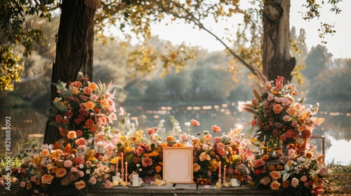 Enchanting Outdoor Wedding Setup with Elegant Marriage Invitation