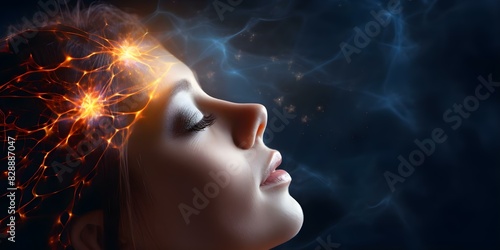 Individual with a highlighted pineal gland tumor facing sleep and vision challenges. Concept Pineal gland tumor, sleep disturbances, vision problems, individual health concerns