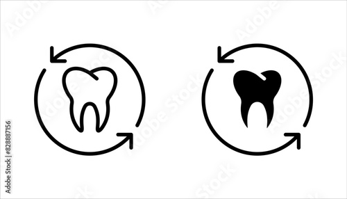 Tooth icon set. Dentistry symbol. Medical sign. Dentalhealth. Tooth sign. Clean tooth. vector illustration on white background