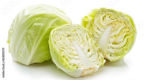 Sliced half cabbage isolated on a white background