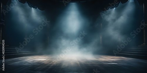 Theater stage with fog and spotlights ready for opera show. Concept Opera Show, Theater Stage, Fog Effects, Spotlights, Dramatic Performance