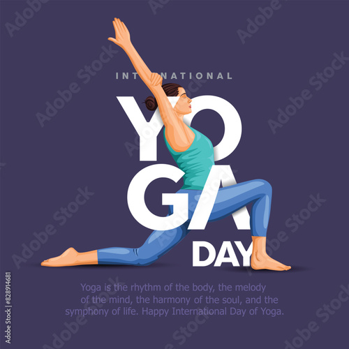international yoga day. yoga body posture. Woman practicing yoga. vector illustration design