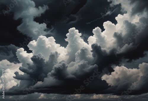 Dark-stormy-clouds-with-billowing-white-and-gray generate ai