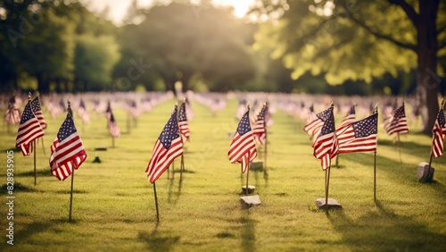 american flag in the cemetery