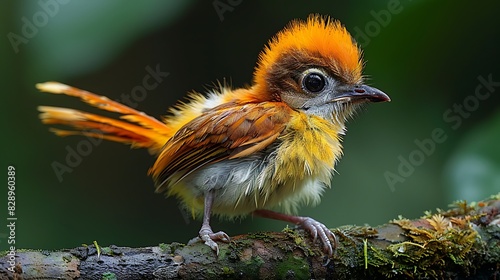 juvenile Lesser Birdofparadise Paradisaea minor with yellow brown and white feathers native to Papua New Guinea Oceania