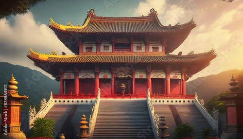 chinese temple in the morning