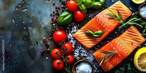 Salmon Fillet: A Popular Seafood Choice with a Rich Background. Concept Salmon Fillet, Seafood History, Sushi Delicacy, Fish Farming, Nutritional Benefits