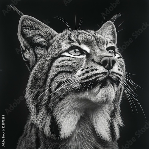 Digital artwork of eurasian lynx drawing , high quality, high resolution