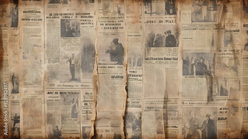 Old newspapers background. Pages of old newspaper put together as a background nostalgic wallpaper